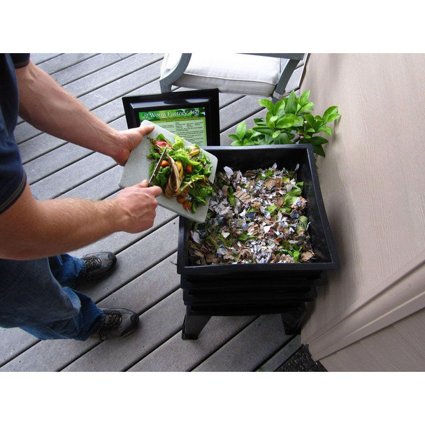 FastFurnishings Black Worm Composter with Compost Tea Spigot - Indoor or Outdoor 