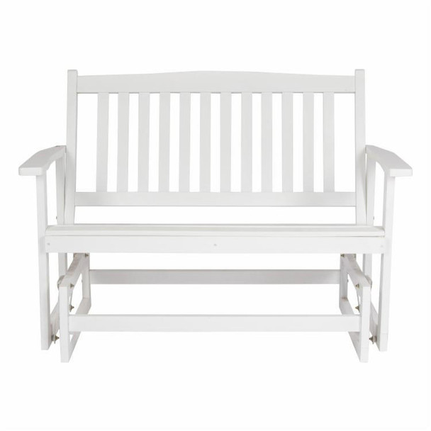 FastFurnishings Traditional Solid Cedar White Patio Glider Swing Bench 