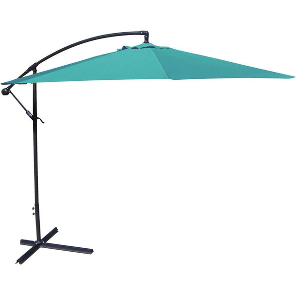 FastFurnishings 10-Ft Offset Cantilever Patio Umbrella with Aruba Teal Canopy 