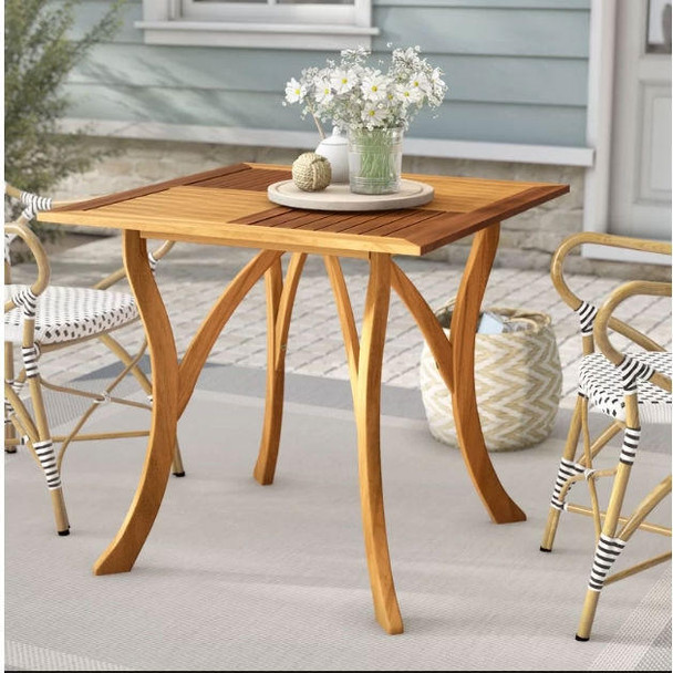 FastFurnishings Outdoor Solid Wood 31.5 inch Square Patio Dining Table 