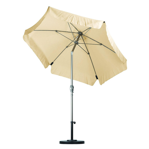FastFurnishings Beige 7.5 Foot Off-White Patio Umbrella with Push Button Tilt and Metal Pole 