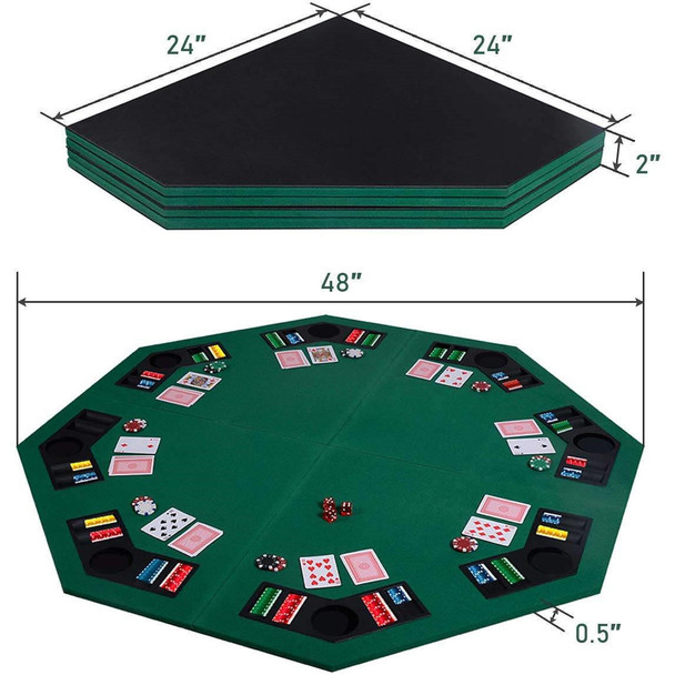 FastFurnishings Folding 48-inch Octagon 8 Player Poker Table Top with Carry Case 