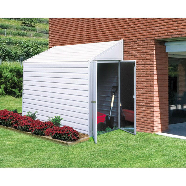 FastFurnishings Outdoor Steel 7 x 4-ft Storage Shed with Sloped Roof 