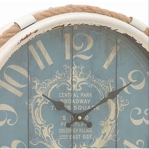 FastFurnishings 17-inch Nautical Blue Vintage Style Wall Clock 