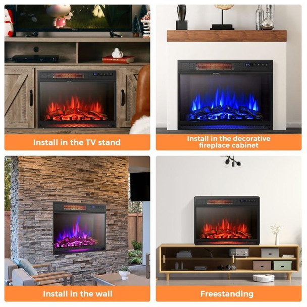 FastFurnishings 25 inch 3 Flame Colors Recessed Electric Heater 