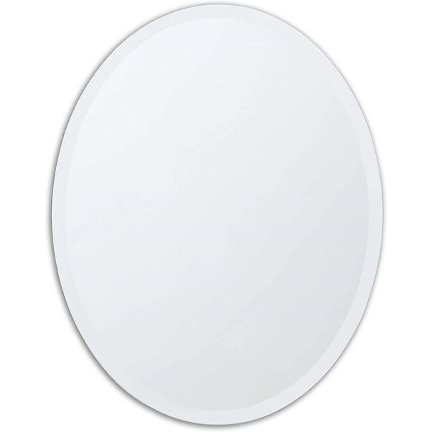 FastFurnishings Oval Frameless 36-inch Beveled Bathroom Bedroom Living Room Vanity Wall Mirror 