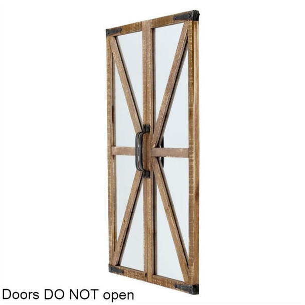 FastFurnishings Rustic Vintage Faux Barn Doors Farmhouse Wall Mirror 