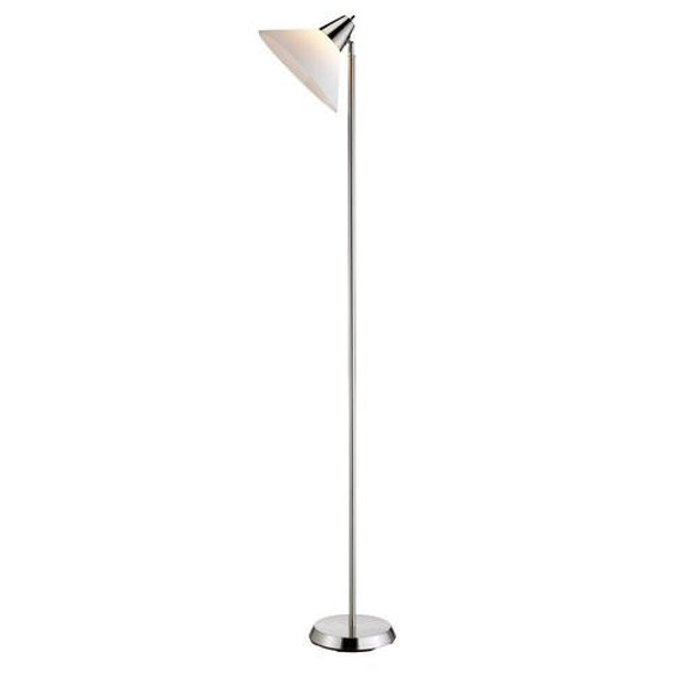 FastFurnishings Contemporary Swivel Floor Lamp with Bowl Shade in Satin Steel Finish 