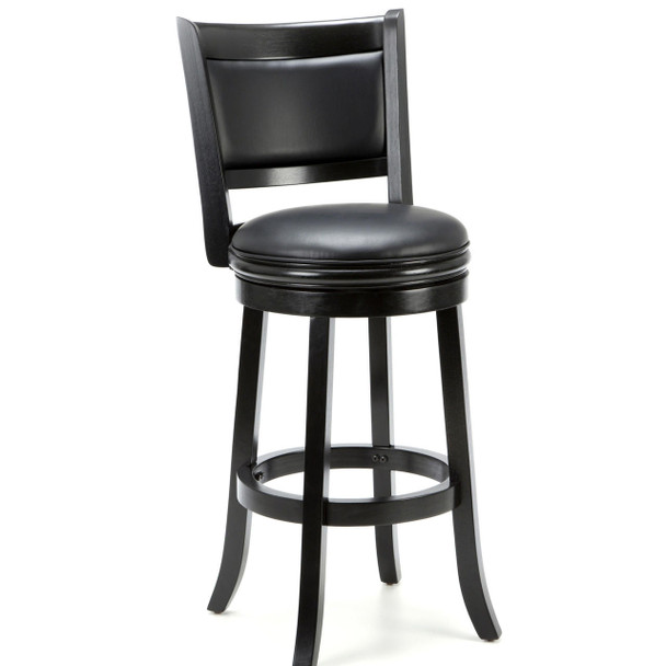 FastFurnishings Black 29-inch Swivel Seat Barstool with Faux Leather Cushion Seat 