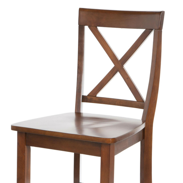 FastFurnishings Set of 2 - X-Back 30-inch Solid Wood Barstool in Mahogany Finish 