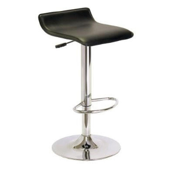 FastFurnishings Contemporary ABS Air-Lift Swivel Bar Stool in Black Faux Leather 