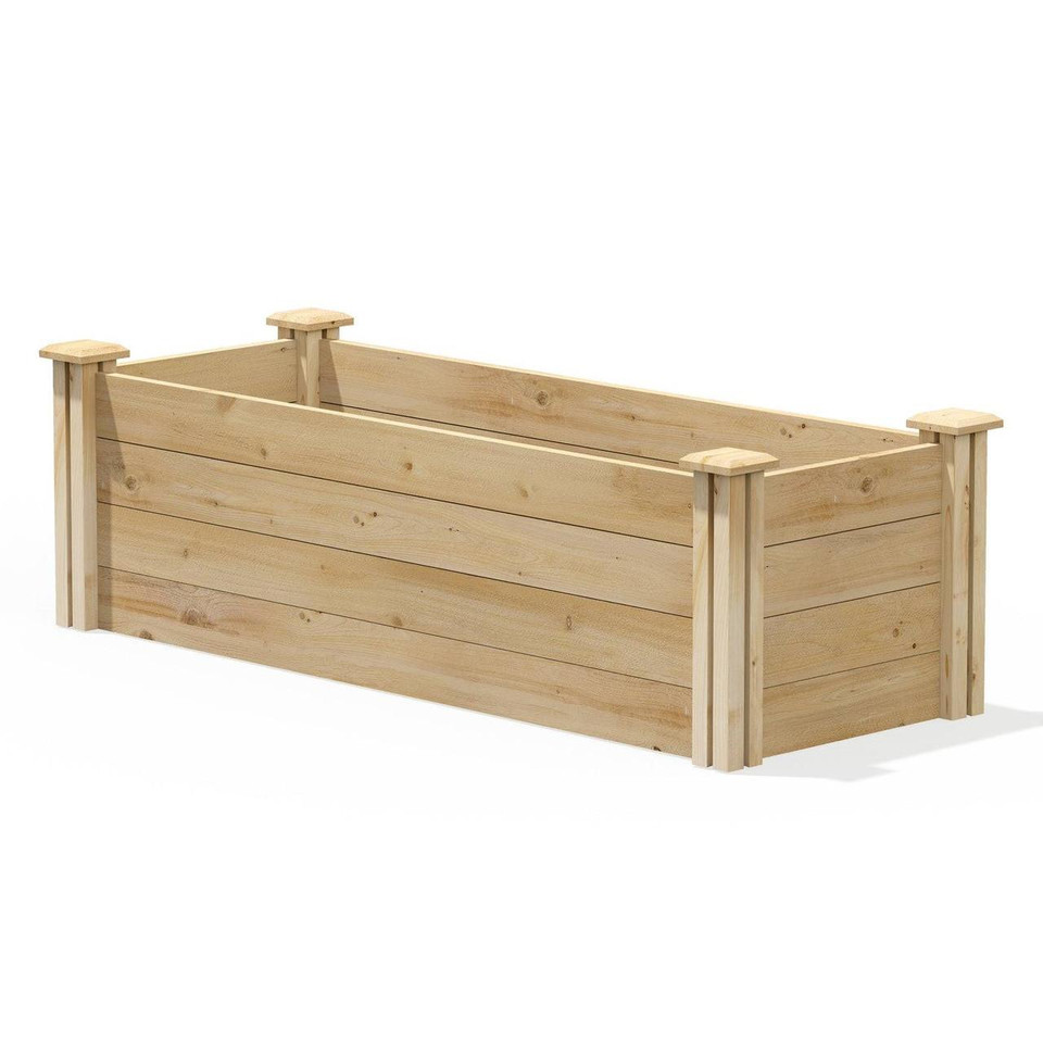 FastFurnishings Premium Cedar Wood Raised Garden Bed 48 in x 16 - Made in USA 