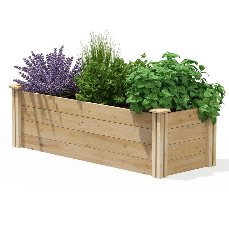 FastFurnishings Premium Cedar Wood Raised Garden Bed 48 in x 16 - Made in USA 