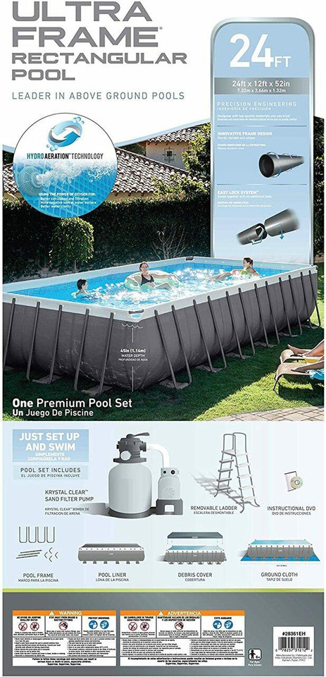 Intex Intex Above Ground Pool 24 x 12 x 52 Frame Set Pool Model 26361EH
