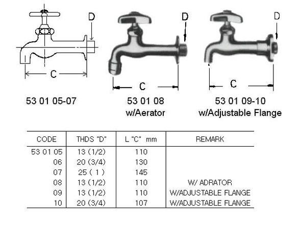 FAUCET WALL LONG SHANK WITH AERATOR 13(1/2)