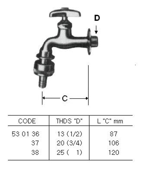 FAUCET WALL WITH SNAP ON HOSE COUPLING 13(1/2)