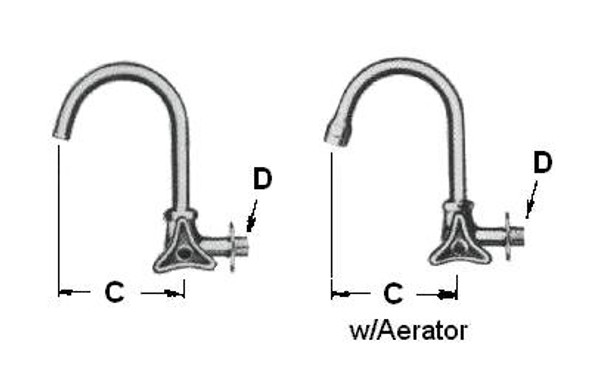 FAUCET WALL RIGHT HAND W/GOOSE NECK SWIVEL SPOUT 13(1/2)