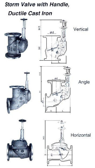 STORM VALVE VERTICAL TYPE WITH HANDLE SV-FCD-RMH-80