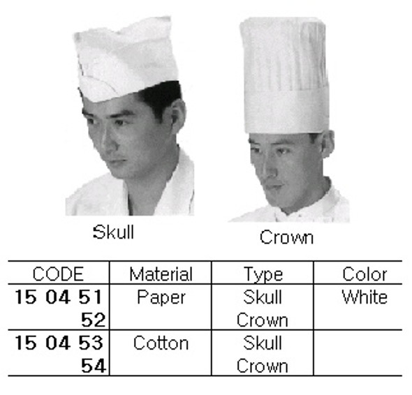 COOK'S CAP COTTON CROWN WHITE