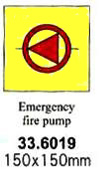 FIRE CONTROL SIGN EMERGENCT FIRE PUMP 150X150MM