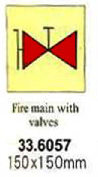 FIRE CONTROL SIGN FIRE MAIN W/ VALVE 150X150MM