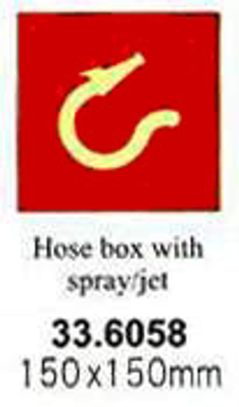 FIRE CONTROL SIGN HOSE BOX W/ SPRAY/JET 150X150MM