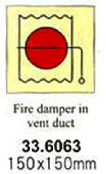 FIRE CONTROL SIGN FIRE DAMPER IN VENT DUCT 150X150MM