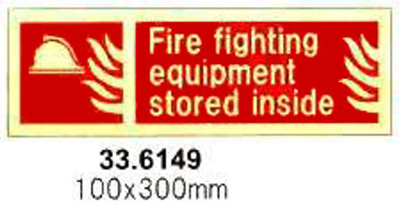 FIRE EQUIPMENT SIGN (RED) FIRE EQPMNT STORED INSIDE 100X300MM