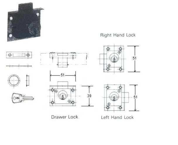 LOCK SET CYL-CABINET MORTISE OHS#5300-2 RIGHT HAND T-25MM