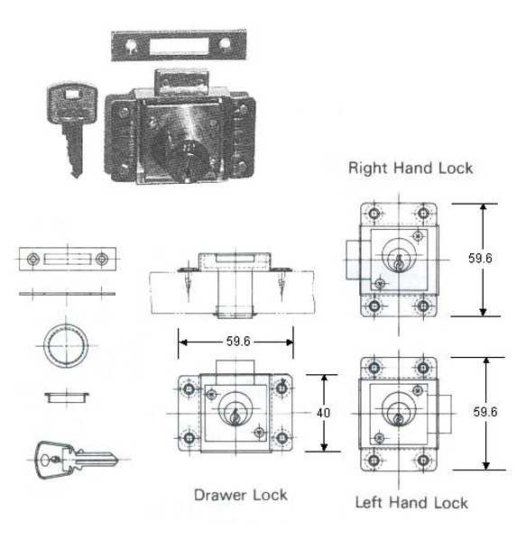 CYLINDER CABINET LOCK RIM LEFT HAND A-22MM OHS#5351-3