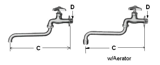 FAUCET WALL W/UNDERSIDE SWIVEL SPOUT & AERATOR 13(1/2)