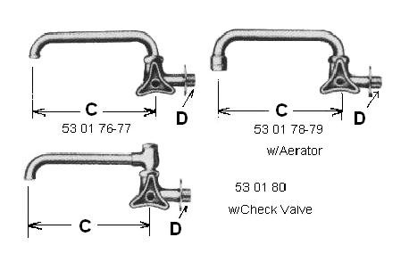 FAUCET WALL R-HAND W/OVERHEAD SWIVEL SPOUT & AERATOR 13(1/2)