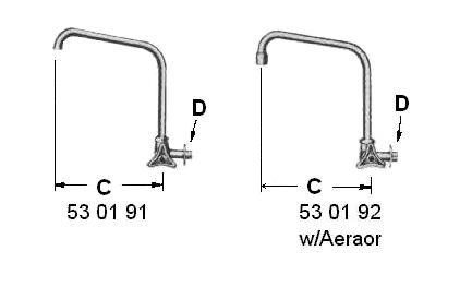 FAUCET WALL RIGHT HAND W/HIGH SWIVEL SPOUT & AERATOR 13(1/2)