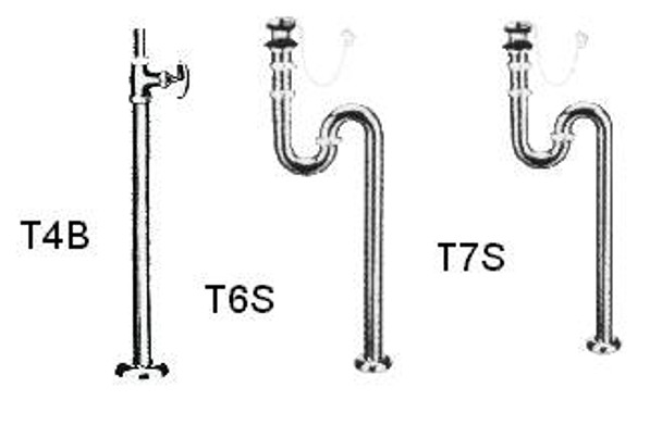 POP-UP WASTE W/S-TRAP T7S  END /END 595MM 1-1/4" FOR LAVATORY