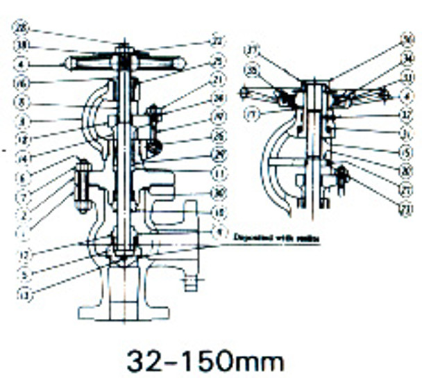 ANGLE VALVE CAST-STEEL FLANGED F7318 40KG-125MM