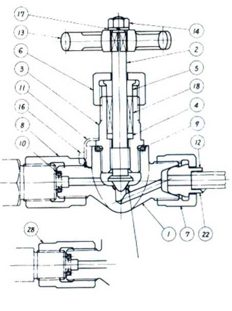 PRESSURE GAUGE VALVE FORGED-STEEL F7341 100KG-3/8C