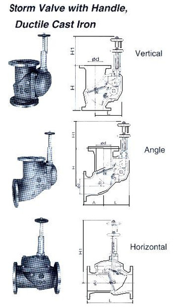 STORM VALVE VERTICAL TYPE WITH HANDLE SV-FCD-RMH-50