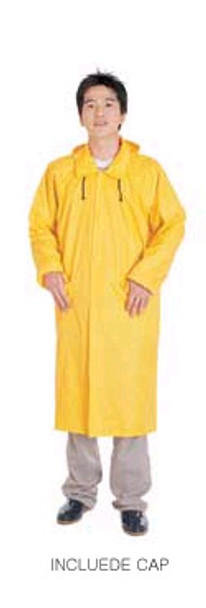 RAIN COAT WITH HOOD CLOTH LINED RUBBER SIZE XL