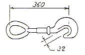 LASHING ROD EXTENSION EX-40-42 RING&HOOK L360MM B/L 42TON