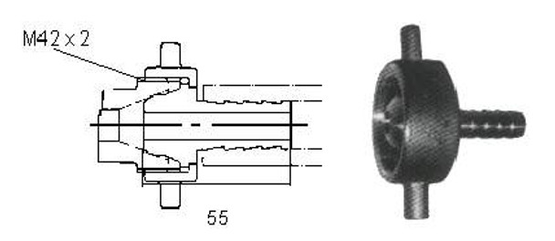 CONNECTION AIRHOSE CAST BRONZE M42X2 BY HOSE END 6MM