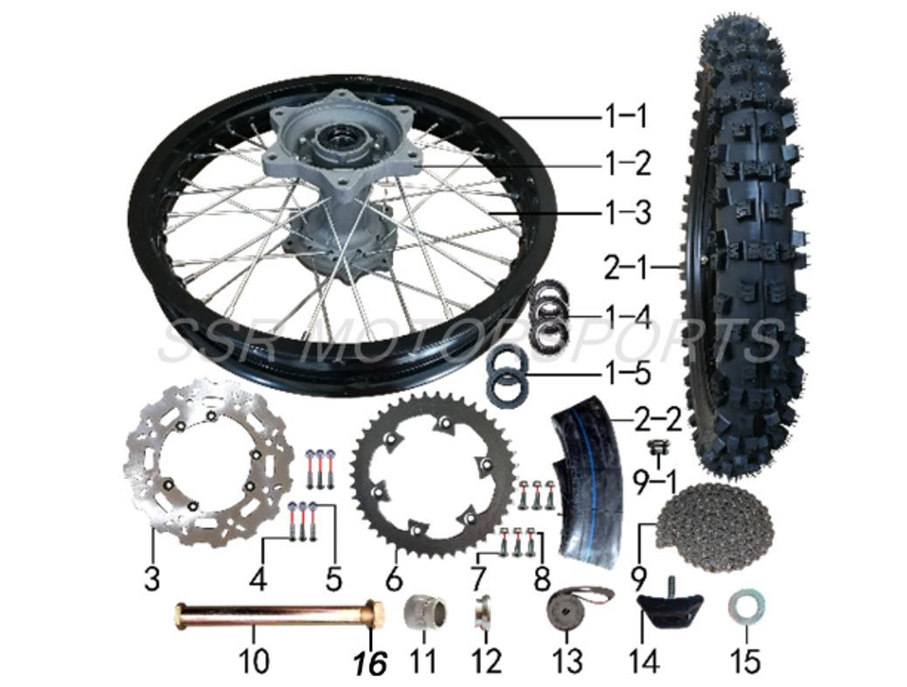 SR189 Rear Spoke with nipple 2016 and newer