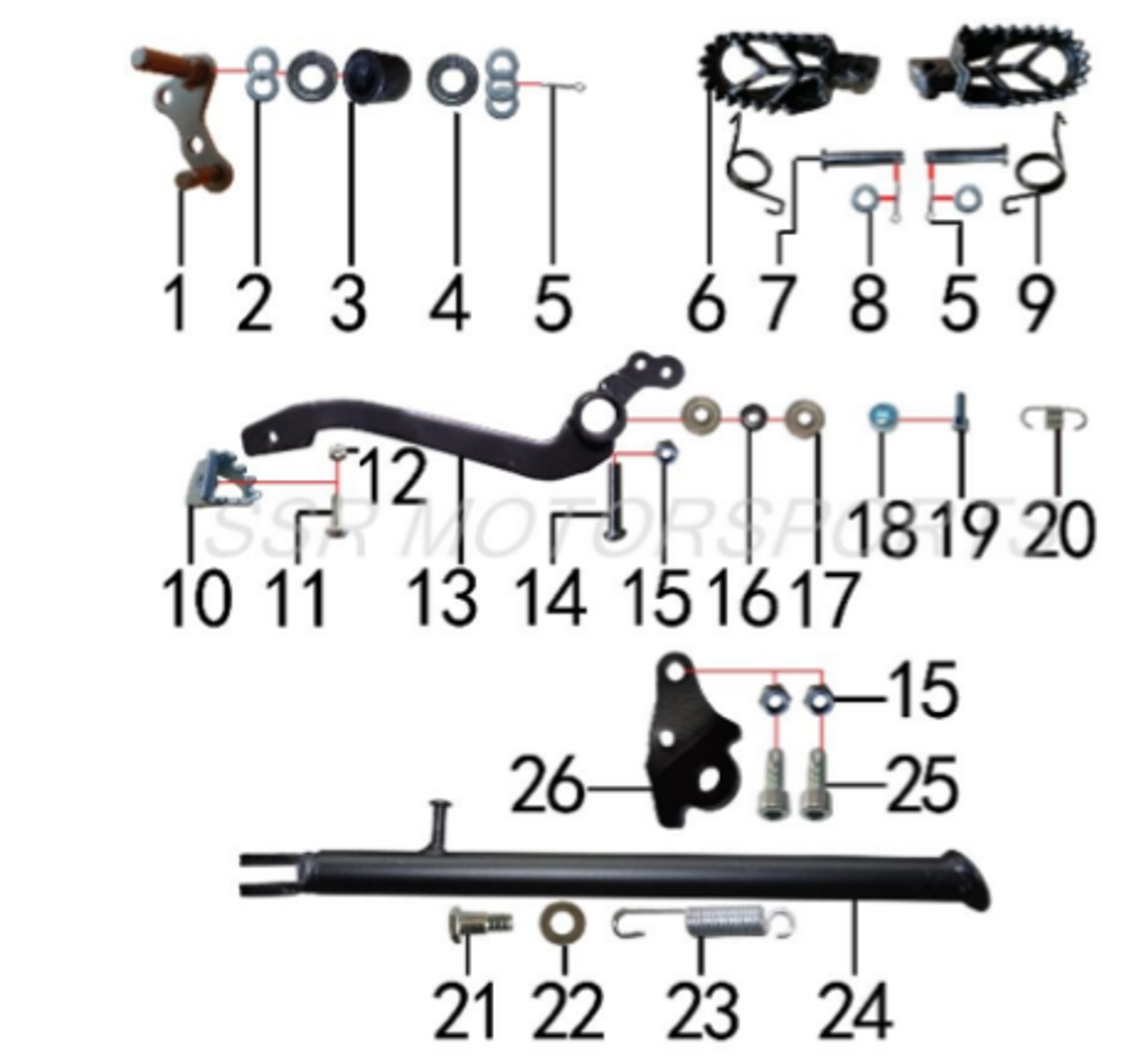 SSR SR189 Rear Brake Lever 2018 and newer