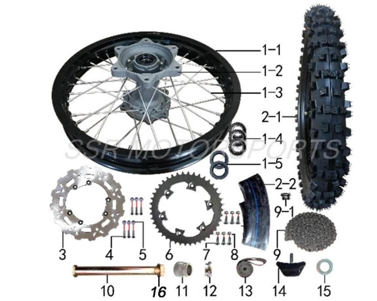 SSR SR189 Rear Wheel Assembly w Hub 189 Rim