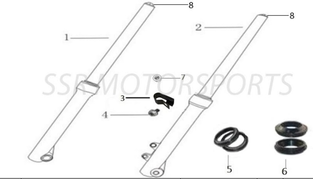 SSR SR110 SR125 Fork Seals and Dust Cap Sets