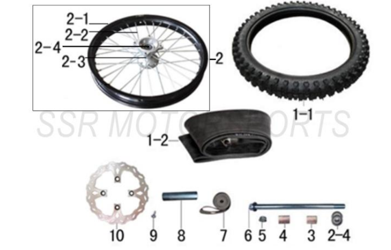 SSR SR150 Front Wheel Rim Assembly 150