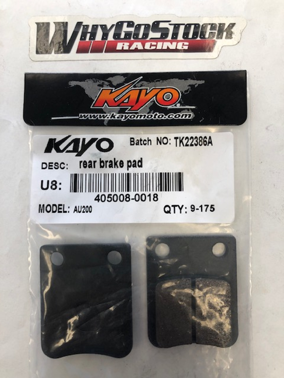 Kayo Bull 200 Rear Brake Pads (Late 2020 and newer with 2 sets of pads)