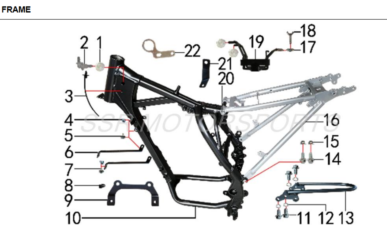 SSR SR150 SR189 150 189 Subframe 2020 2021 2022 +