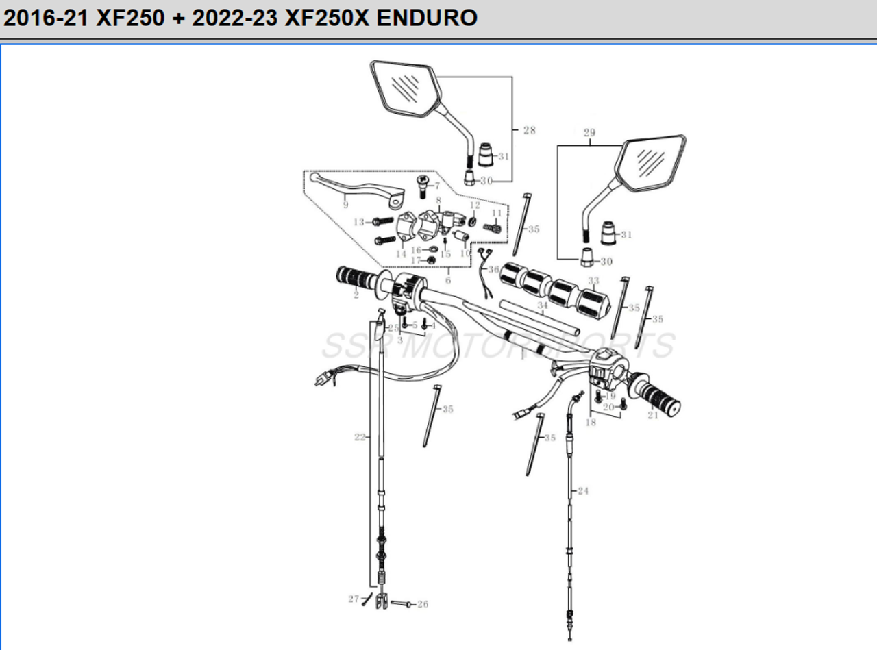 SSR XF250 Clutch Cable 250 XF250X