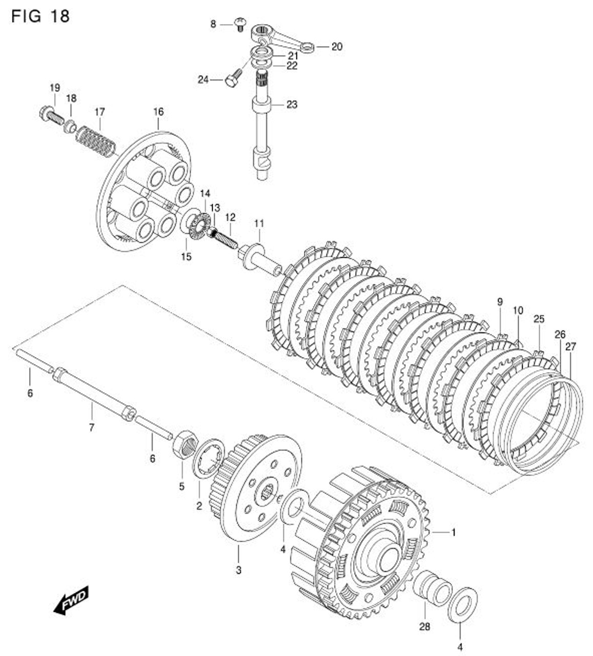 Driven Clutch Plate Set - Steels - Seperater Plates GT650, GT650R, GV650, ST7. TE450S