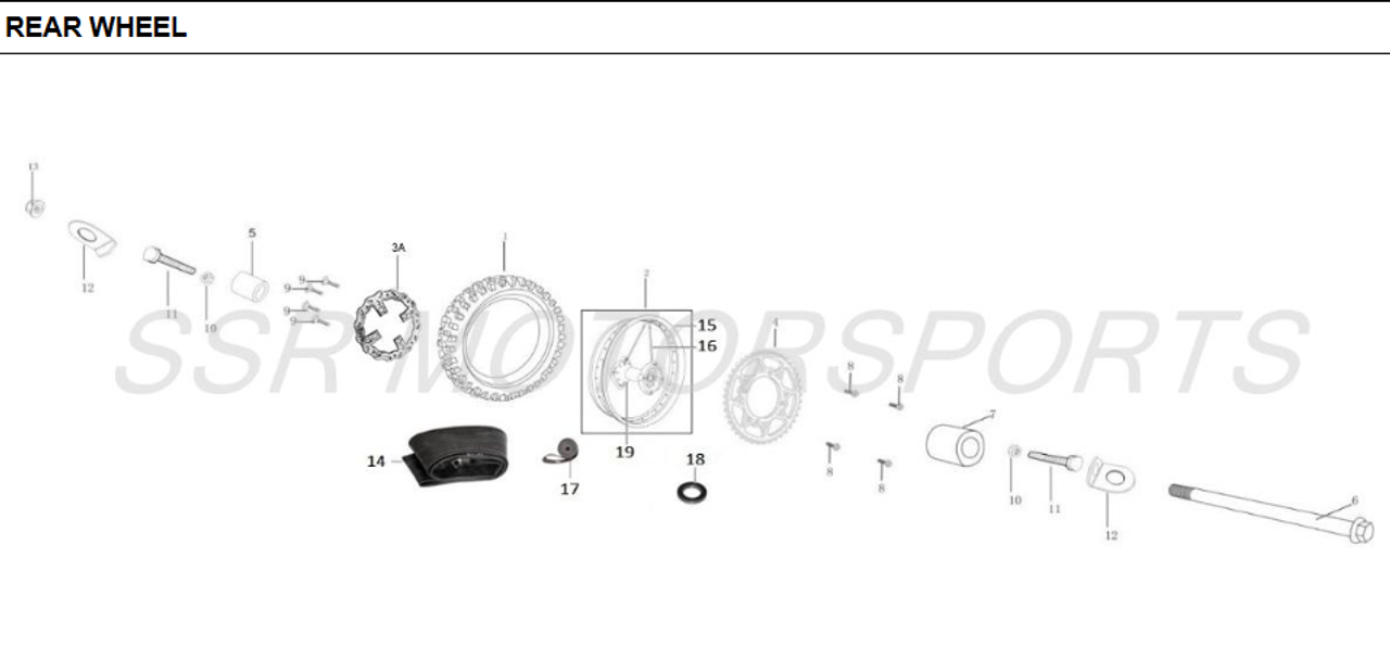 SSR SR125 Rear Wheel Spoke Set 125 SEMI AUTO 125